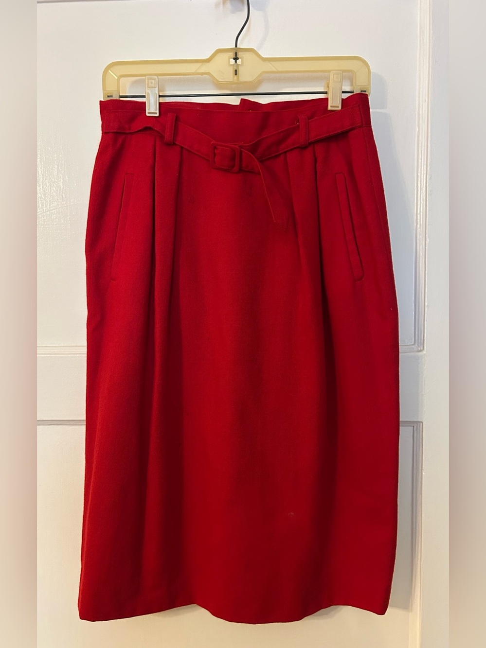 Jones New York Red Midi Belted Pencil Skirt